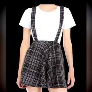 Hot Topic Plaid Suspender Skirt